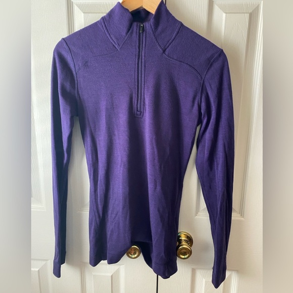 Smartwool Purple Classic Thermal 100% Merino Wool Quarter-Zip Base Layer SZ L - Picture 1 of 8